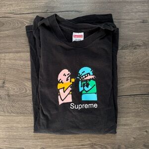Supreme Faded Black Bite T Shirt Medium Men Made in Usa FW 2019 Collection Vtg